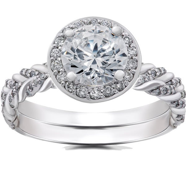 Lab Grown Diamond Engagement Rings
 Shop 14k White Gold 1 ct Lab Grown Diamond Vintage Braided