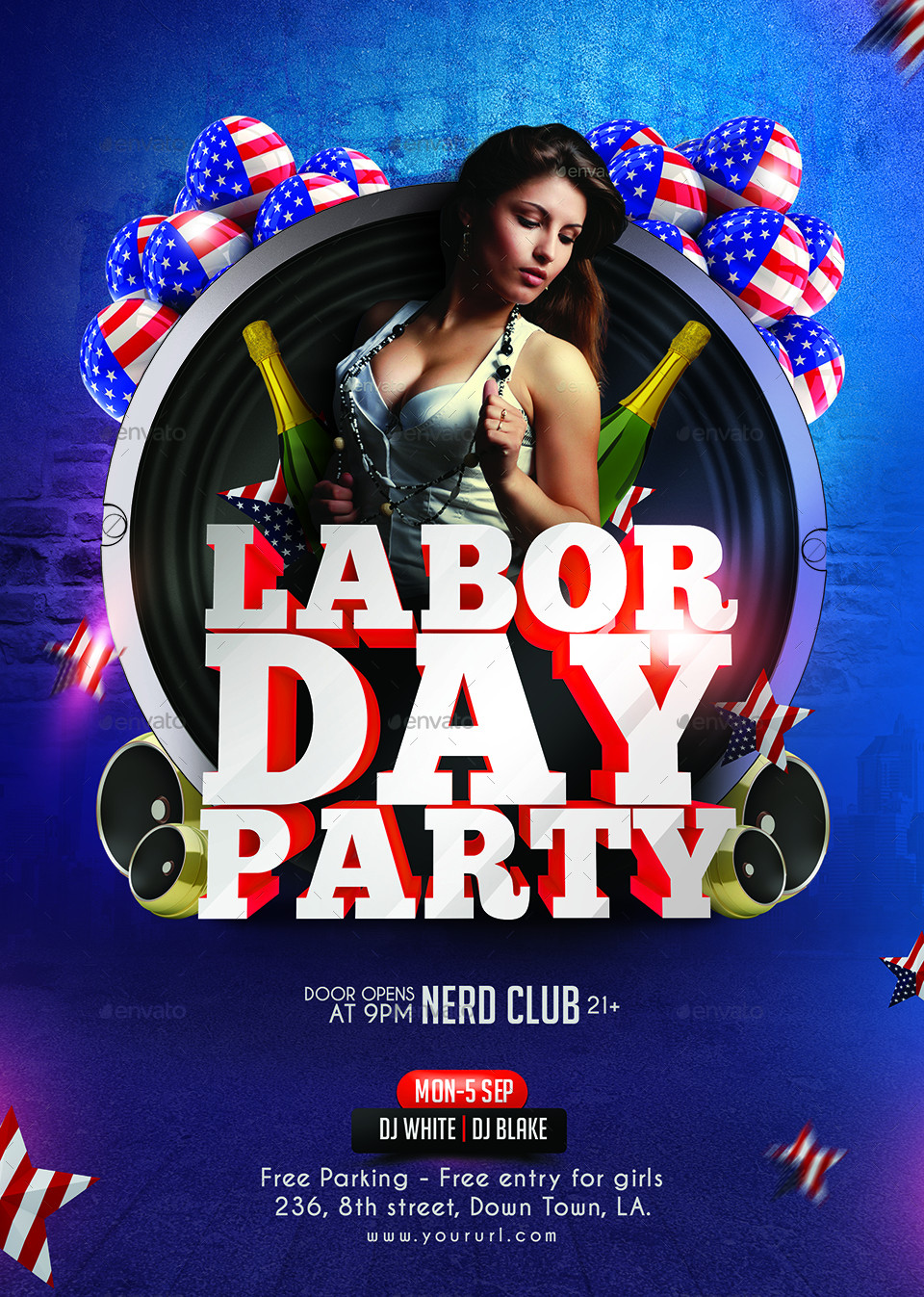 Labor Day Party
 Labor Day Party Flyer Template 2 Sizes by Hyov