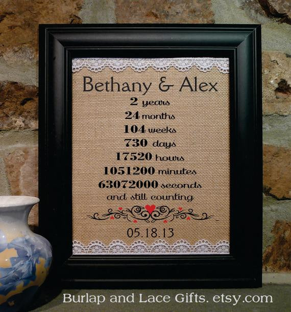 Lace Anniversary Gift Ideas
 Burlap and Lace Wedding Gift Initial Anniversary Gift