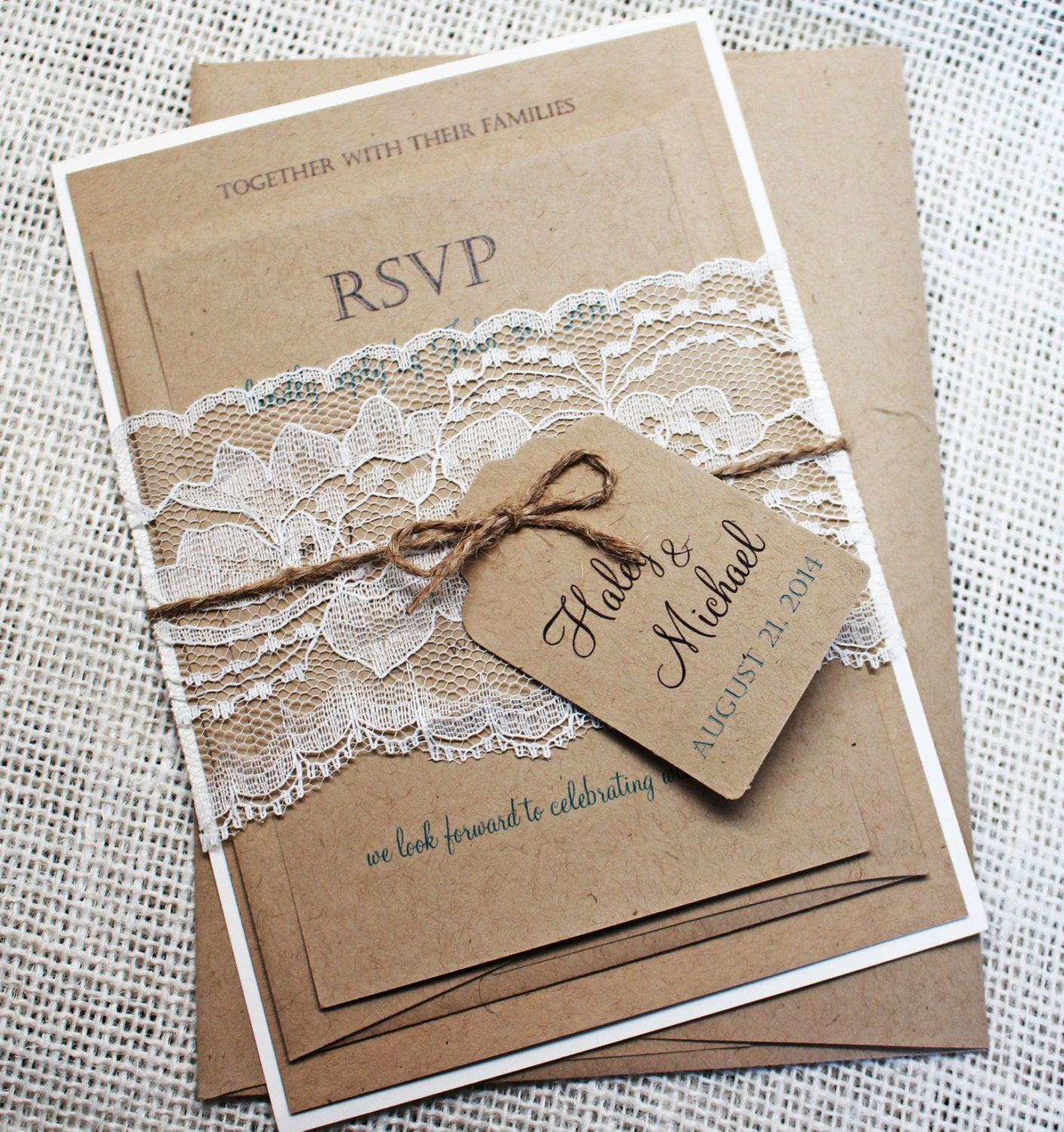 Lace Wedding Invitations DIY
 DIY Rustic Wedding Invitation Kit Eco Kraft and Rustic Lace