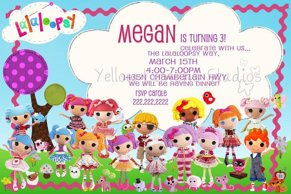 Lalaloopsy Birthday Invitations
 LalaLoopsy Birthday invitation digital file only by