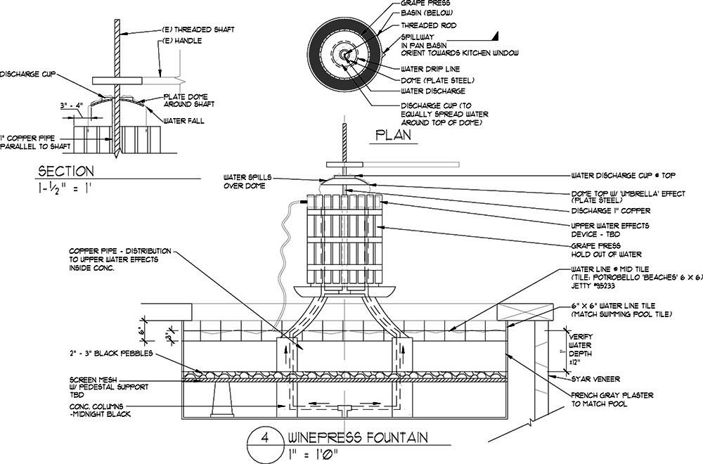 Landscape Fountain Sketch 45 Water Fountain Construction Drawings Fountain Design