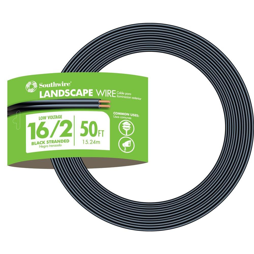 Landscape Lighting Wire
 Southwire 50 ft 16 2 Black Stranded CU Low Voltage