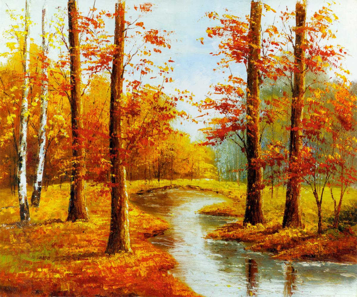 Landscape Oil Painting
 China Autumn Landscape Canvas Oil Paintings for Hotel