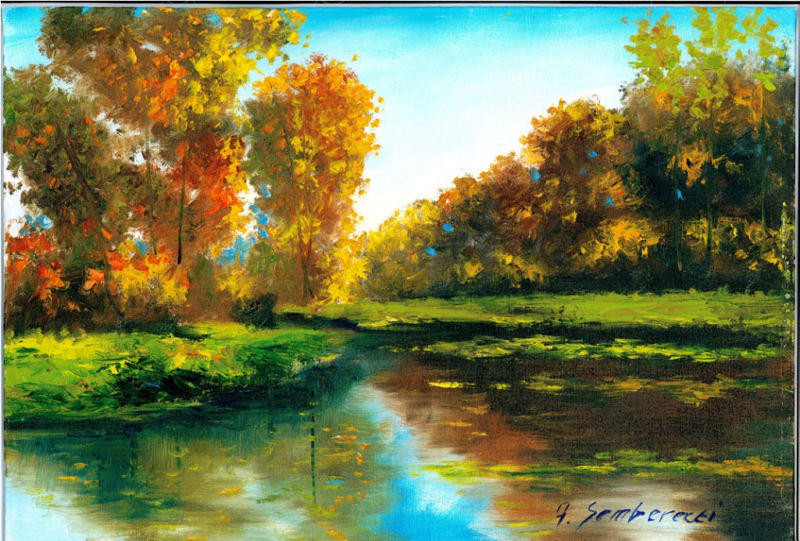 Landscape Oil Painting
 Sunny Meadows Plein Air Landscape Oil Painting Painting by