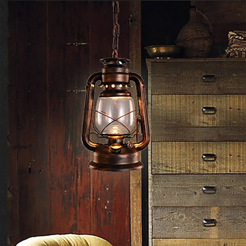 Lantern Pendant Light For Kitchen
 Vintage retro bronze lantern ceiling pendant lamp led