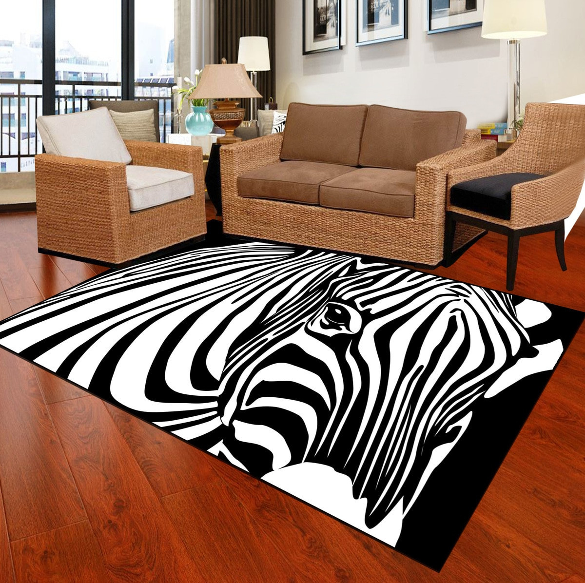 Large Rugs For Living Room
 Geometric Black And White Modern Area Rug Non Slip