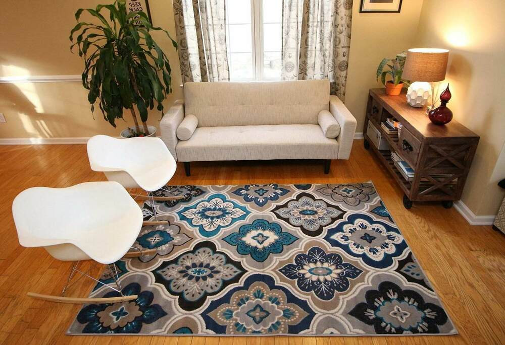 Large Rugs For Living Room
 Rugs Area Rug Carpet Floor Modern Blue Living Room