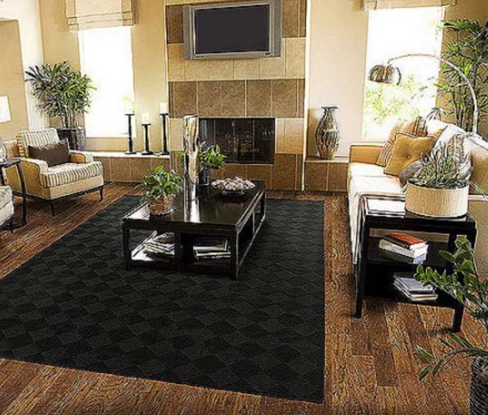 Large Rugs For Living Room
 Solid Black Area Rug Carpet 5 x 7 Size Rugs Floor Decor