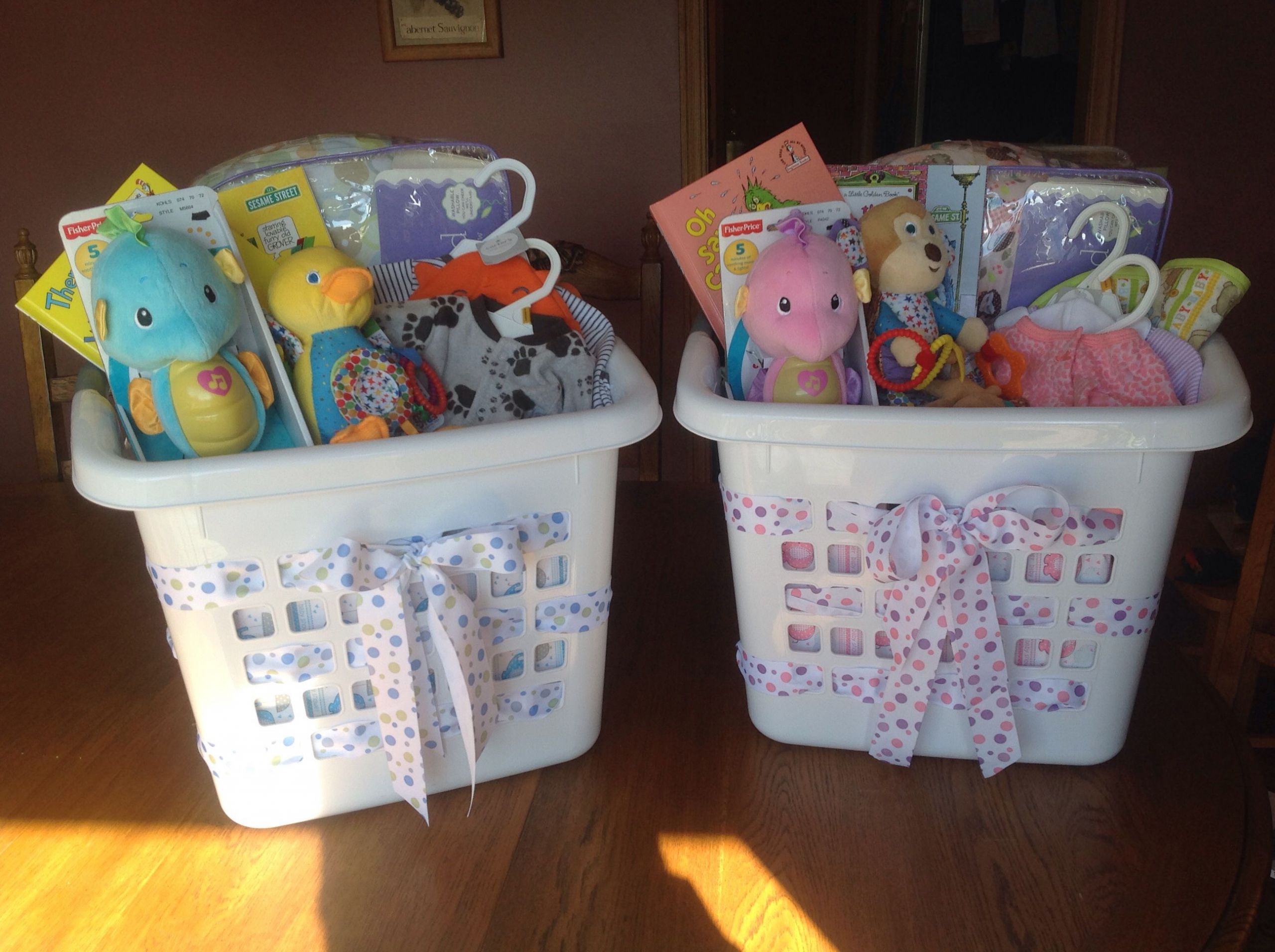 Laundry Basket Gift Ideas
 Use laundry basket as "Gift Bag" for Baby Shower ts I