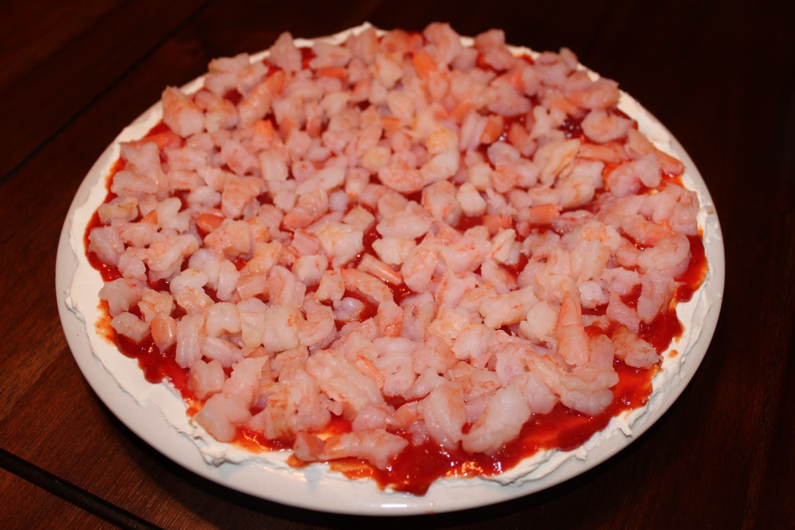 Layered Shrimp Dip With Cocktail Sauce
 layered shrimp dip with cocktail sauce