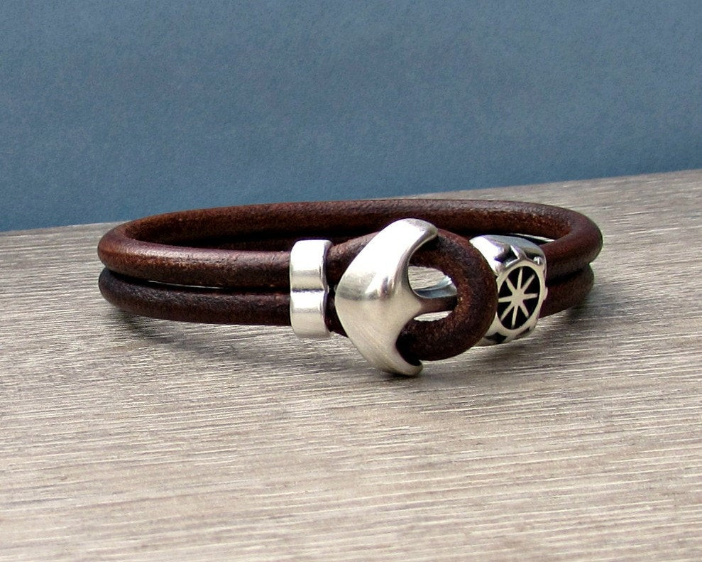 Leather Anchor Bracelet
 Anchor Bracelet Mens Leather bracelet Cuff Sailing Bracelet