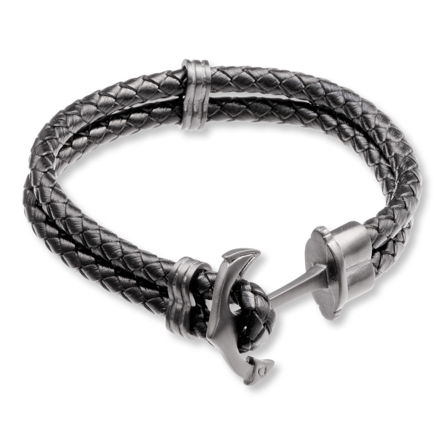 Leather Anchor Bracelet
 Men s Anchor Bracelet Leather & Stainless Steel