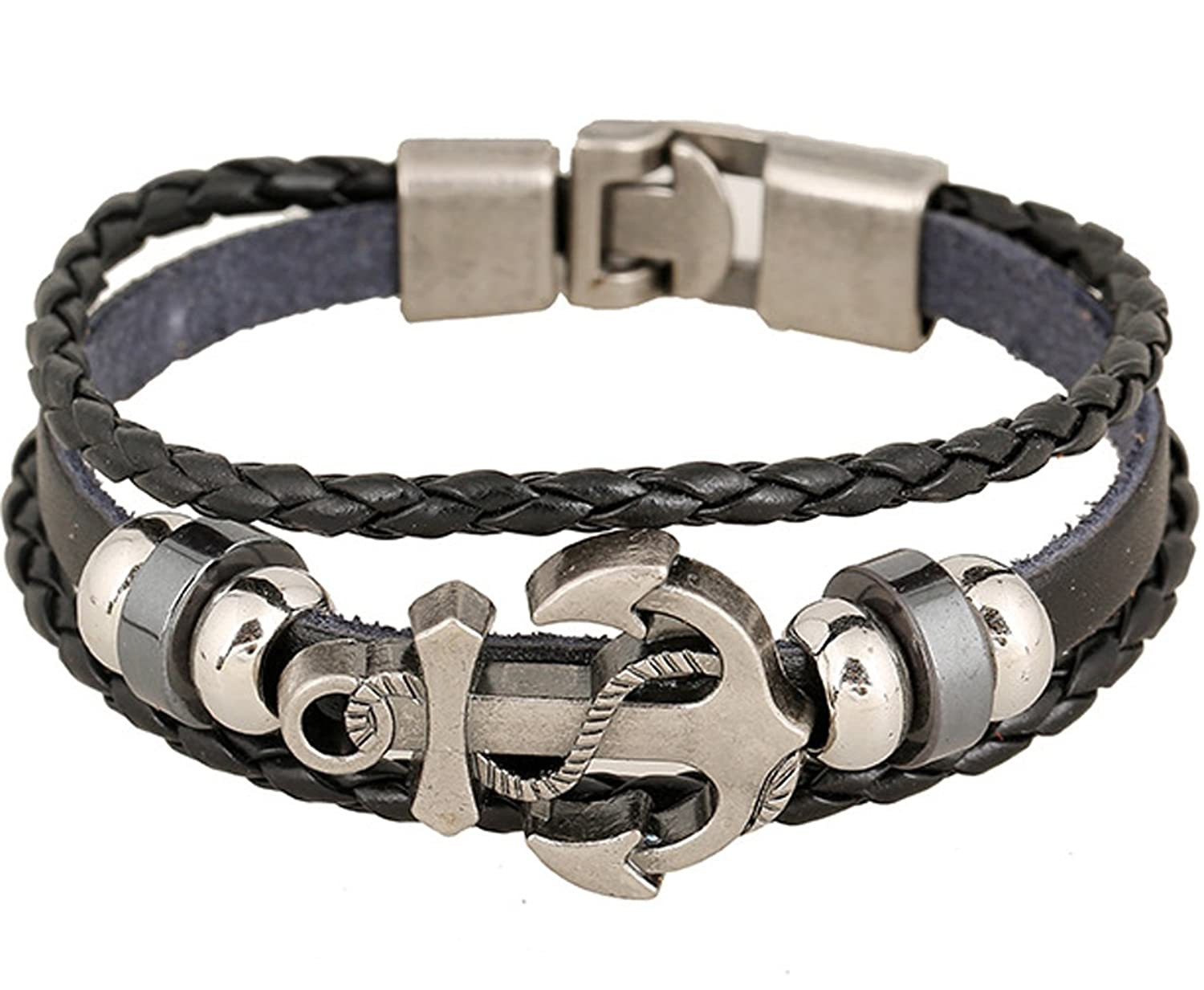 Leather Anchor Bracelet
 Rock Multilayer Handmade Leather Nautical Anchor Bracelets