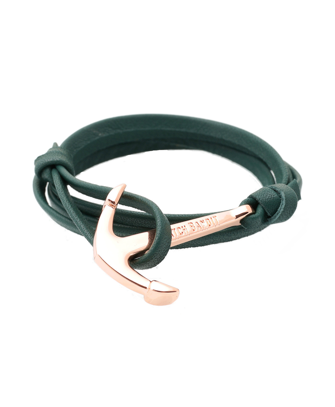 Leather Anchor Bracelet
 Green Leather Rose Gold Anchor Bracelet Bracelets