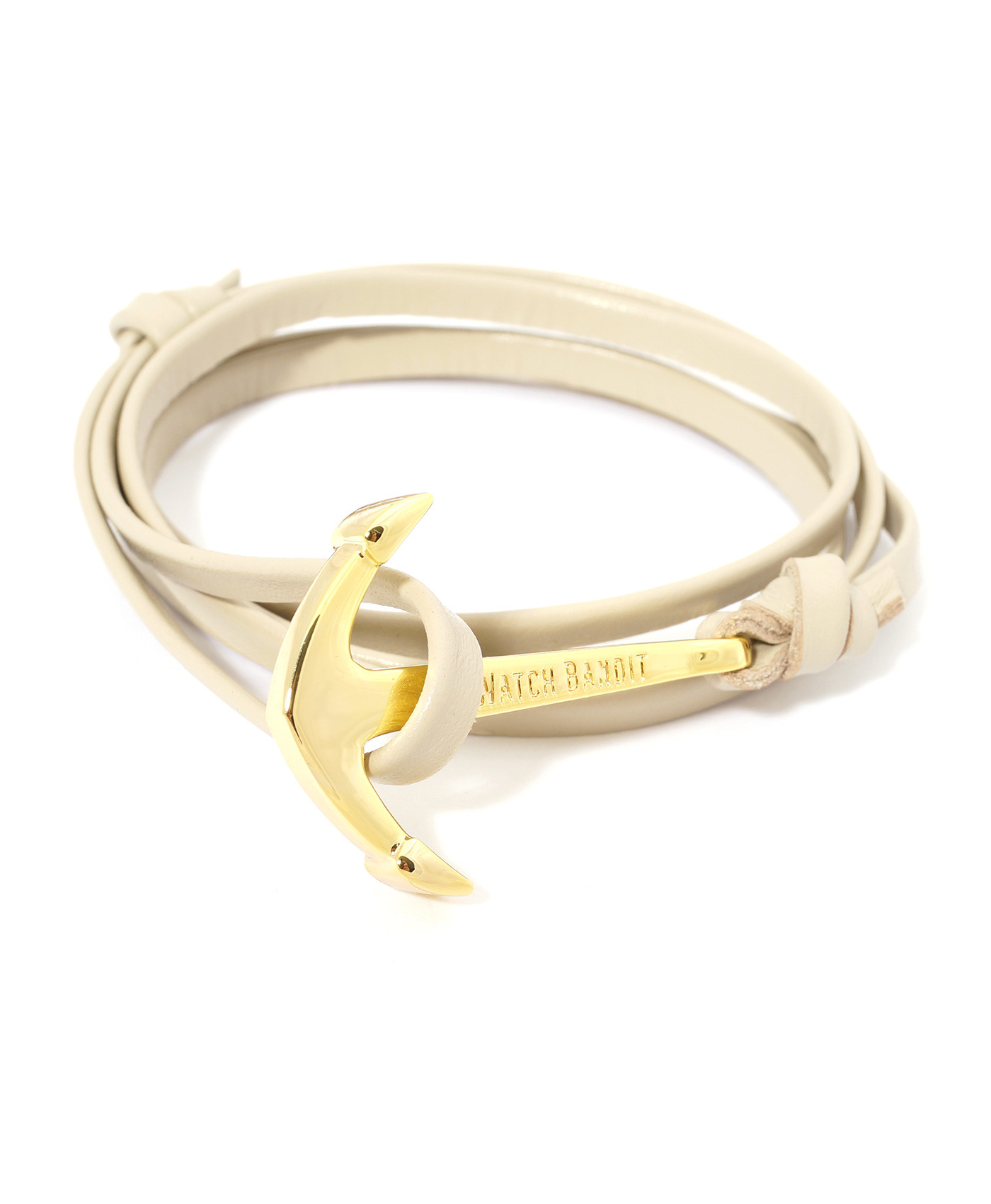 Leather Anchor Bracelet
 Grey Leather Gold Anchor Bracelet Bracelets WatchBandit