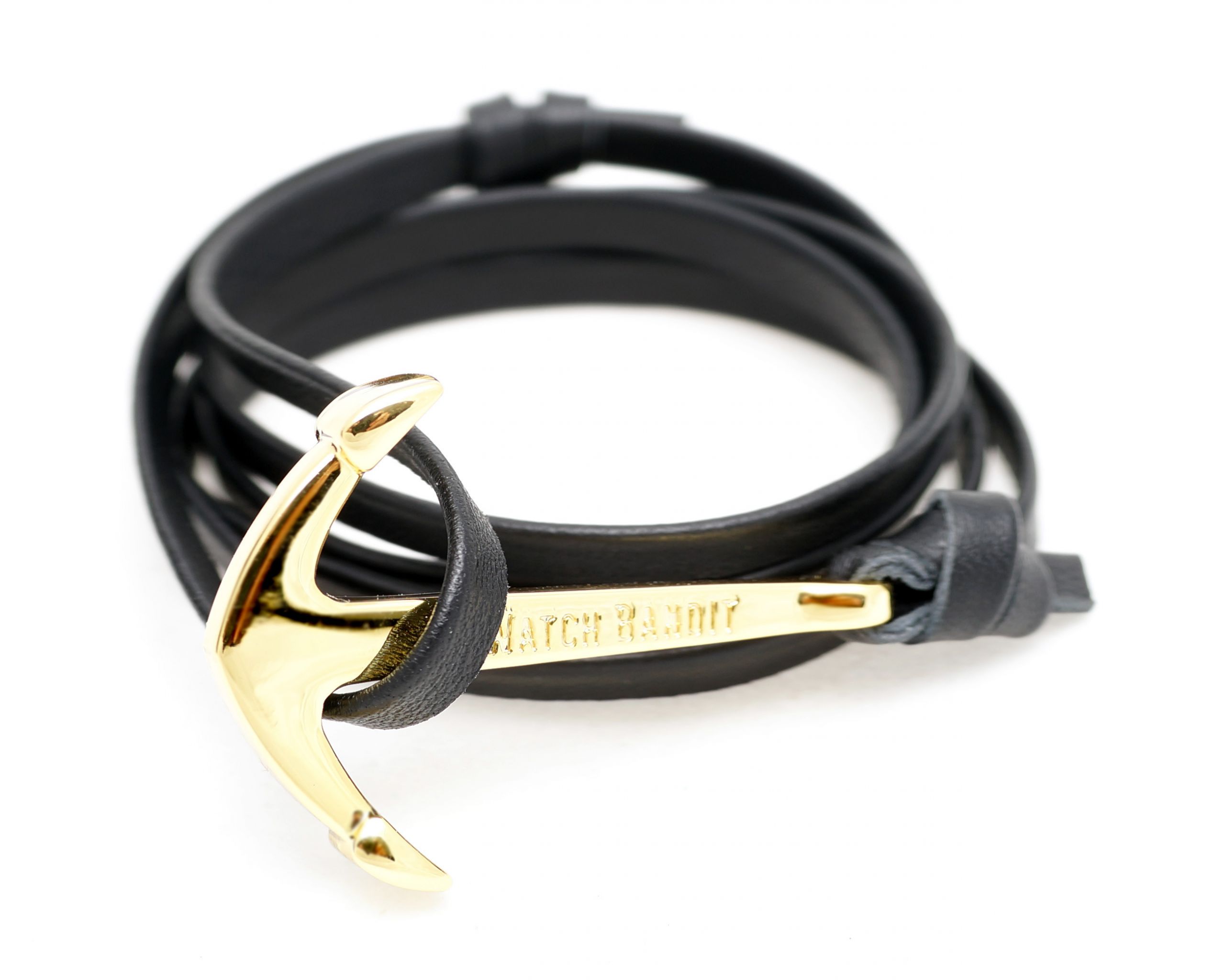 Leather Anchor Bracelet
 Black Leather