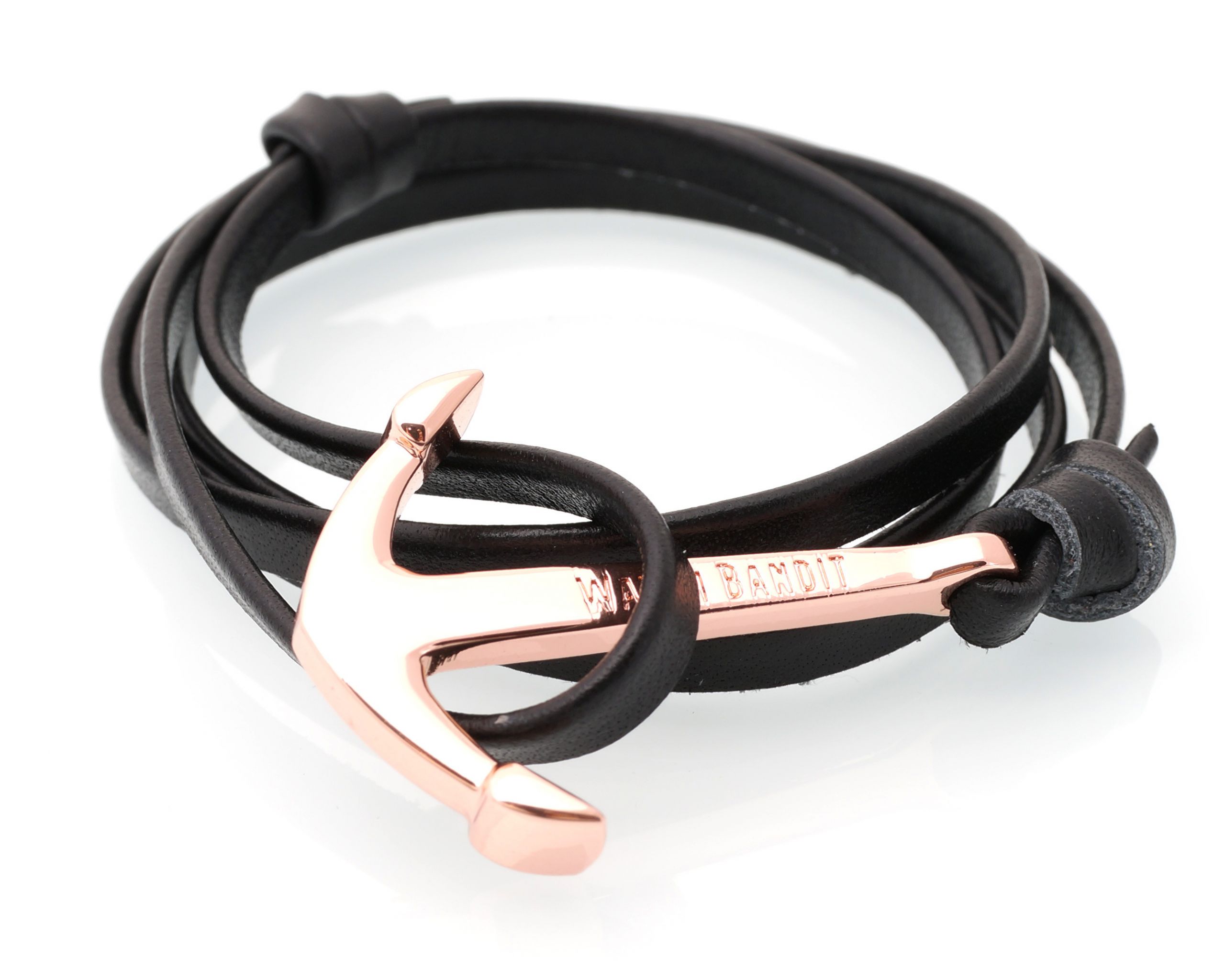 Leather Anchor Bracelet
 Black Leather