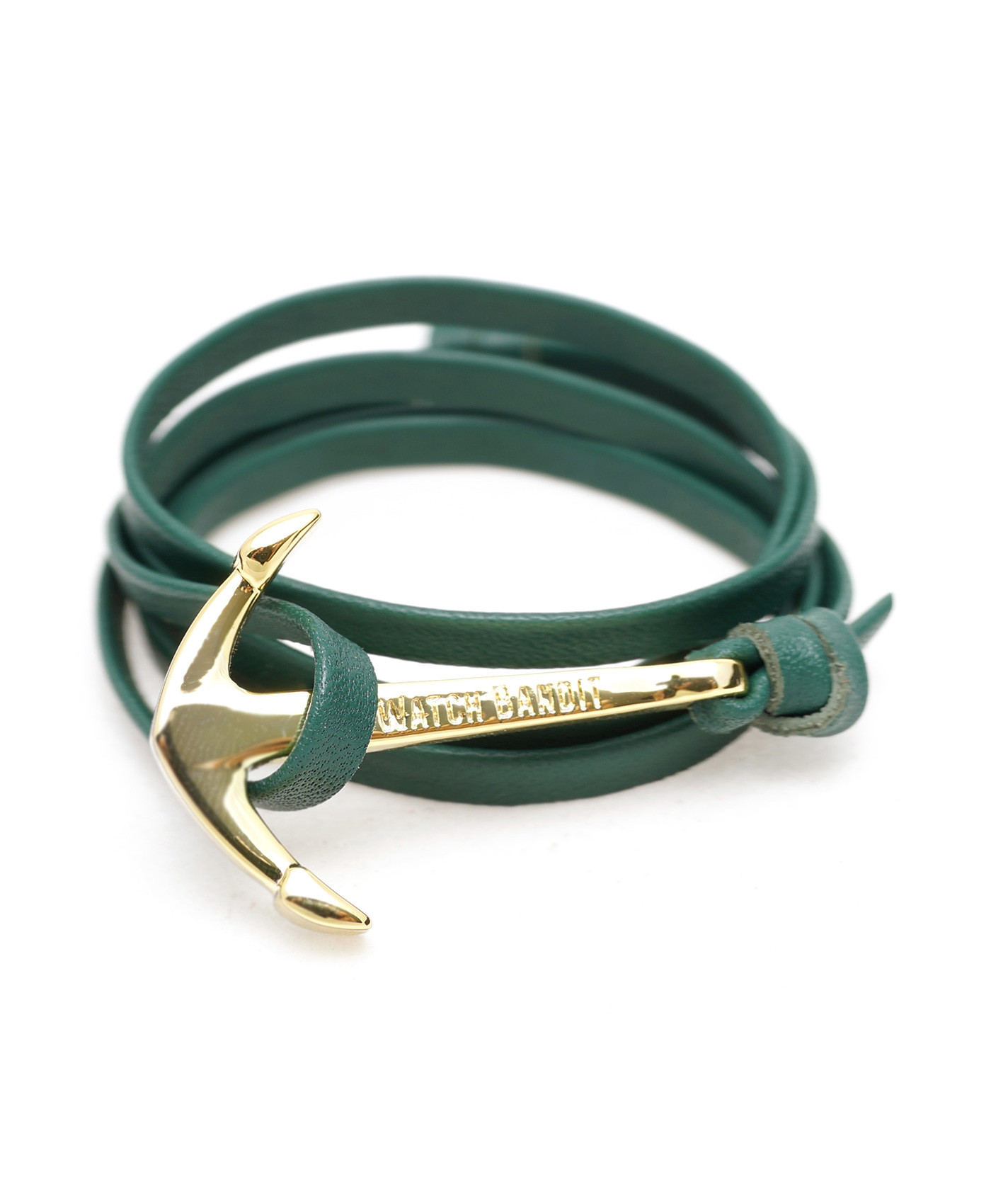 Leather Anchor Bracelet
 Green Leather