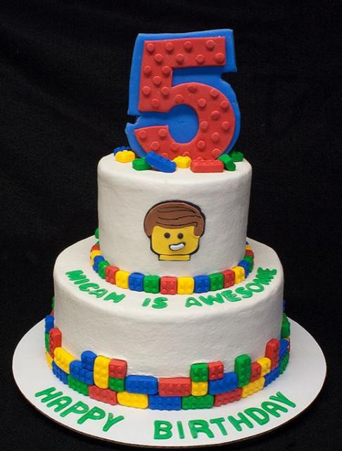 Lego Birthday Cake Topper
 Two tiers lego birthday cake with number 5 cake topper JPG