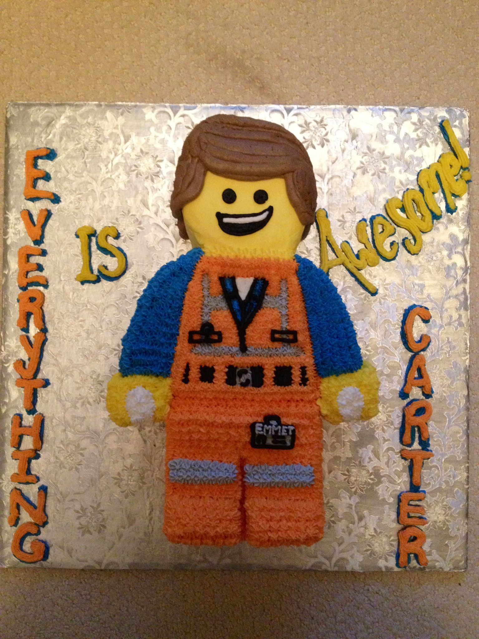 Lego Movie Birthday Cake
 Carter s 7th Birthday Cake Emmit Lego Movie no hat