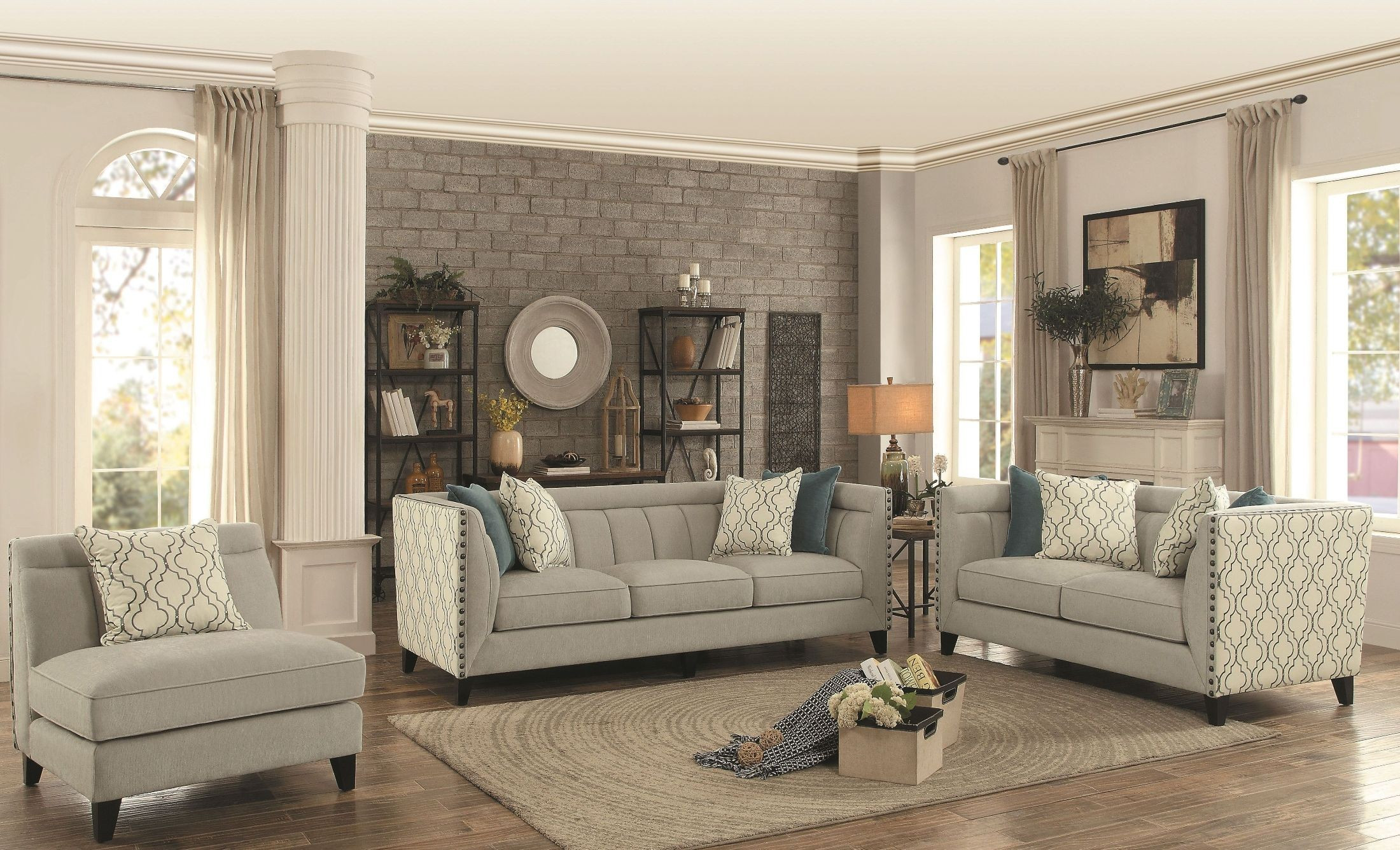 Light Grey Living Room
 Temptation Light Grey Living Room Set from Homelegance