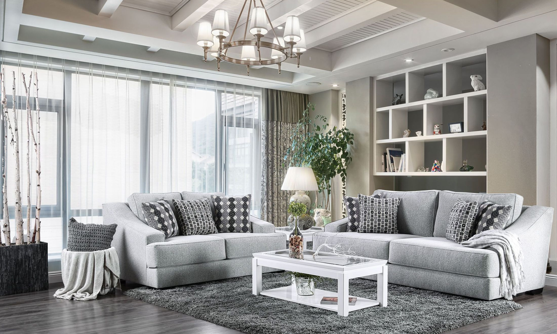 Light Grey Living Room
 Lesath Light Gray Living Room Set 1StopBedrooms