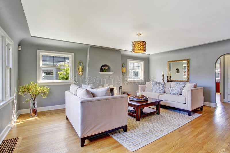 Light Grey Living Room
 Light Grey Living Room With White Sofas Stock Image