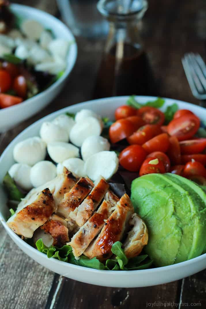 Light Summertime Dinner Recipes
 15 Minute Avocado Caprese Chicken Salad with Balsamic
