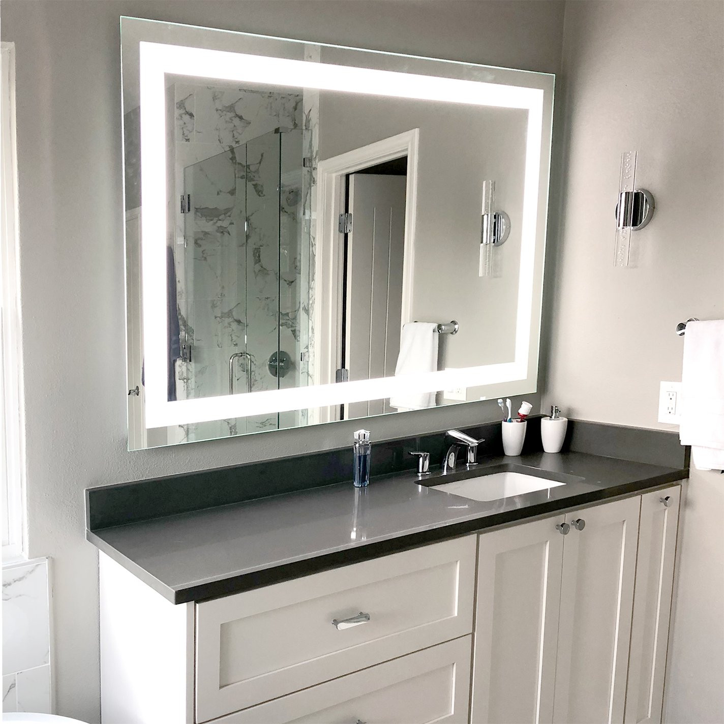 Lighted Mirrors For Bathroom
 Front Lighted LED Bathroom Vanity Mirror 60" x 40