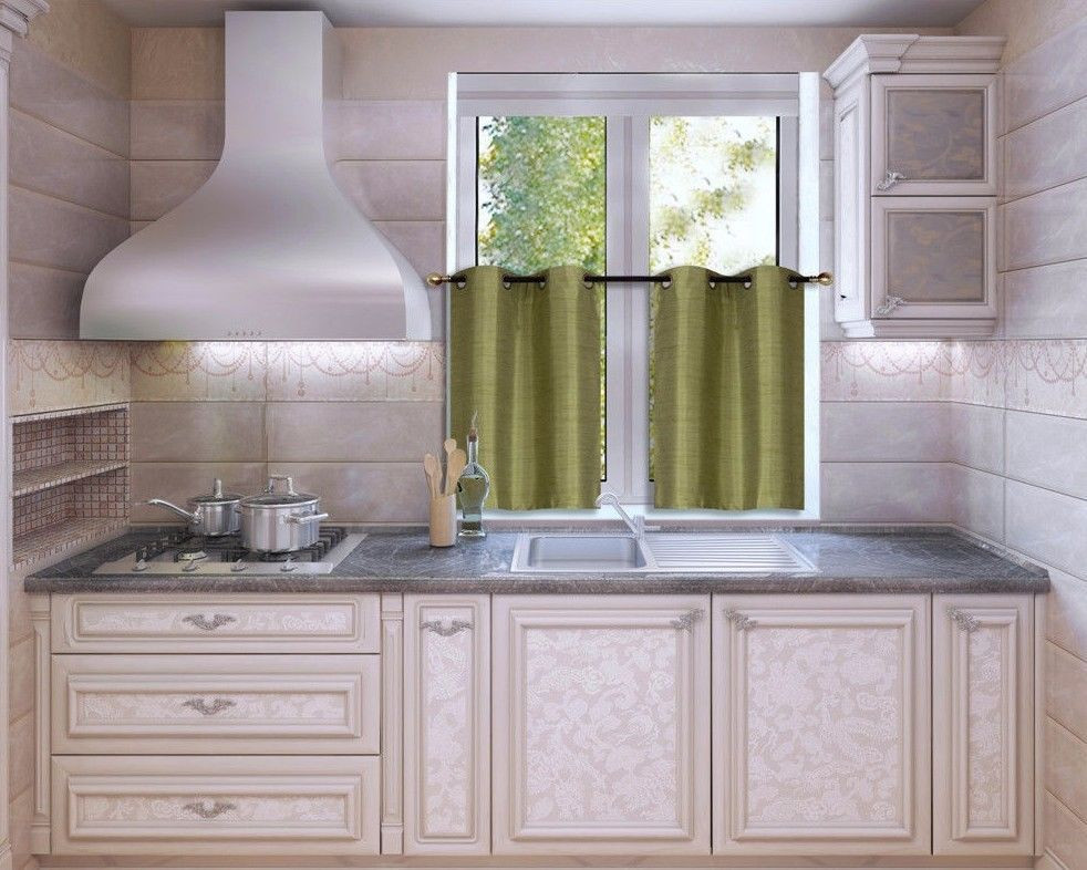 Lime Green Kitchen Curtains
 N25 Lime Green 1 Set Light Filtering Kitchen Window