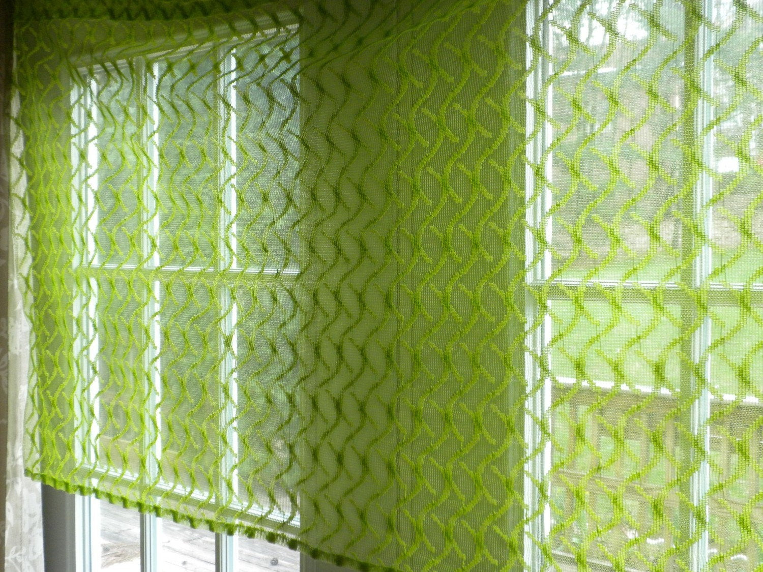 Lime Green Kitchen Curtains
 vintage valance short curtain lime green lace by brixiana
