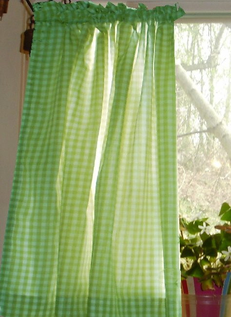 Lime Green Kitchen Curtains
 Lime Green Gingham Kitchen Café Curtain unlined or with