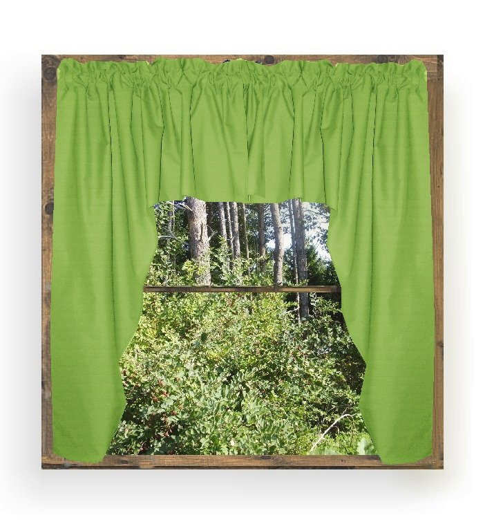 Lime Green Kitchen Curtains
 Solid Lime Green Colored Swag Window Valance optional
