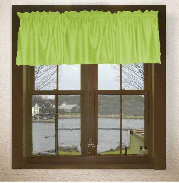 Lime Green Kitchen Curtains
 Solid Lime Green Color Valance In Many Lengths Custom Size