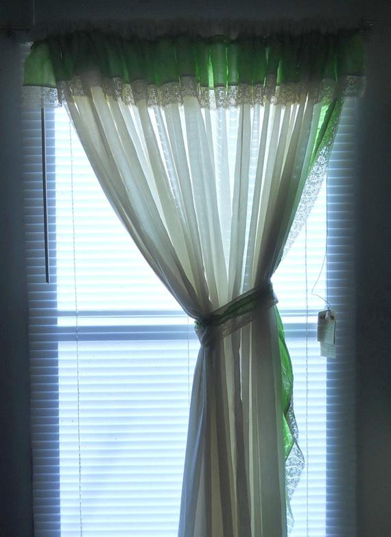 Lime Green Kitchen Curtains
 Lime Green Curtain Ruffle Curtain Panel Tie Back Curtain