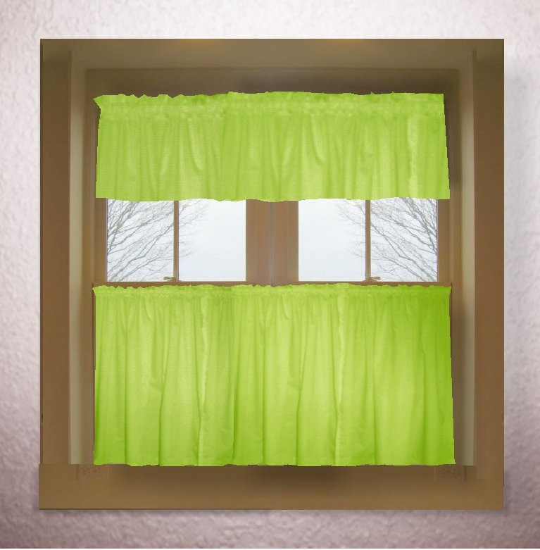 Lime Green Kitchen Curtains
 Solid Lime Green Colored Café Style Curtain includes 2