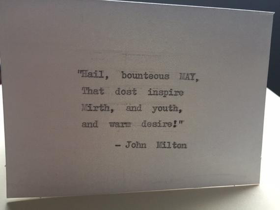 Literary Birthday Quote
 May Birthday Card Literary quote John Milton by BookishGifts