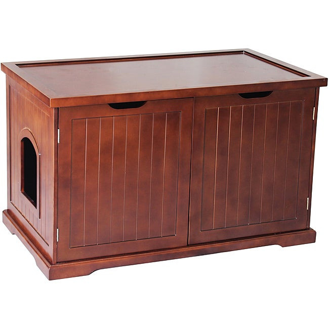 Litter Box Storage Bench
 Enclosed Brown Litter Box Cat Kitty Bench Conceal Storage