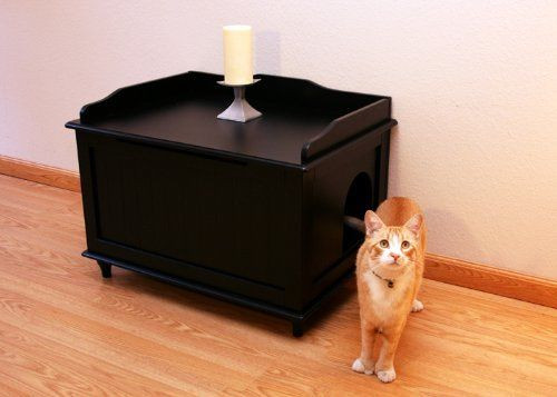 Litter Box Storage Bench
 Black Wooden Cat Hide Litter Box Storage Bench Catbox