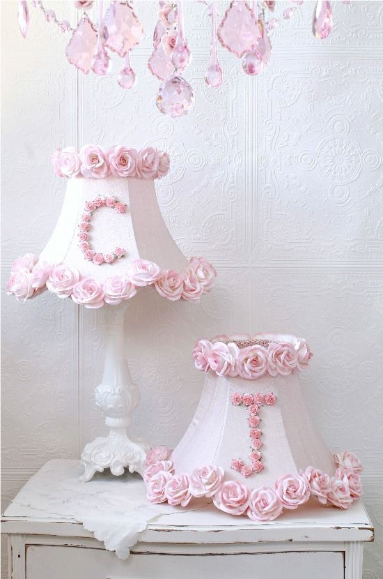 Little Girl Bedroom Lamps
 Vintage Inspired Personalized Monogram Pink Roses Table