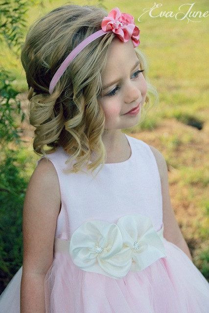 Little Girl Hairstyles With Headbands
 Cute flower girl hair and headband Flower Girl Headband