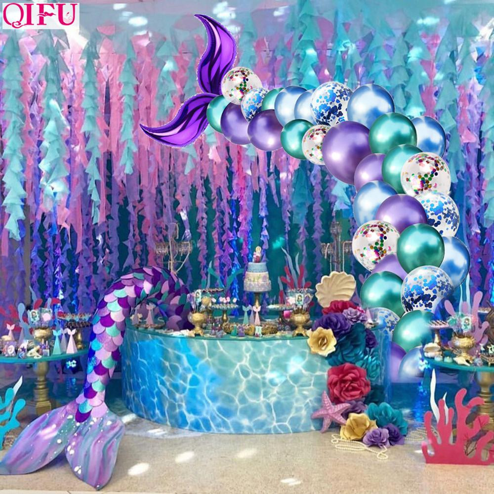 Little Mermaid Party Decoration Ideas
 QIFU Little Mermaid Tail Balloon Mermaid Party Supplies