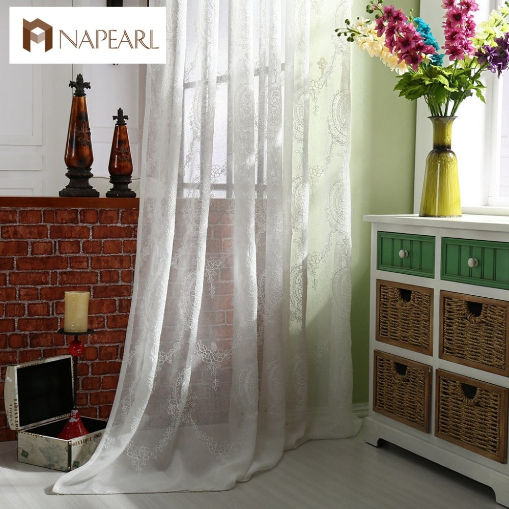 Living Room Curtain Panels
 Modern linen white tulle curtains white window drapes lace