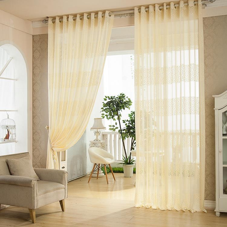 Living Room Curtain Panels
 2 Panel European Style Jacquard Breathable Voile Sheer