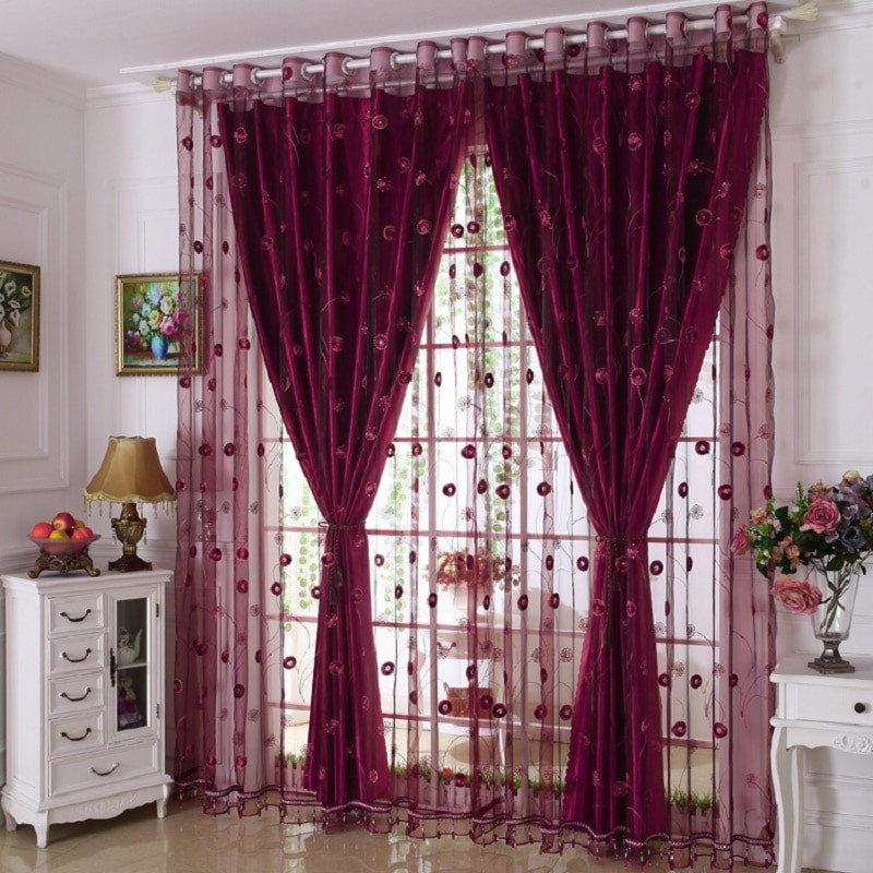 Living Room Curtain Sets
 Luxury Embroidered Window Curtains Set for Living Room
