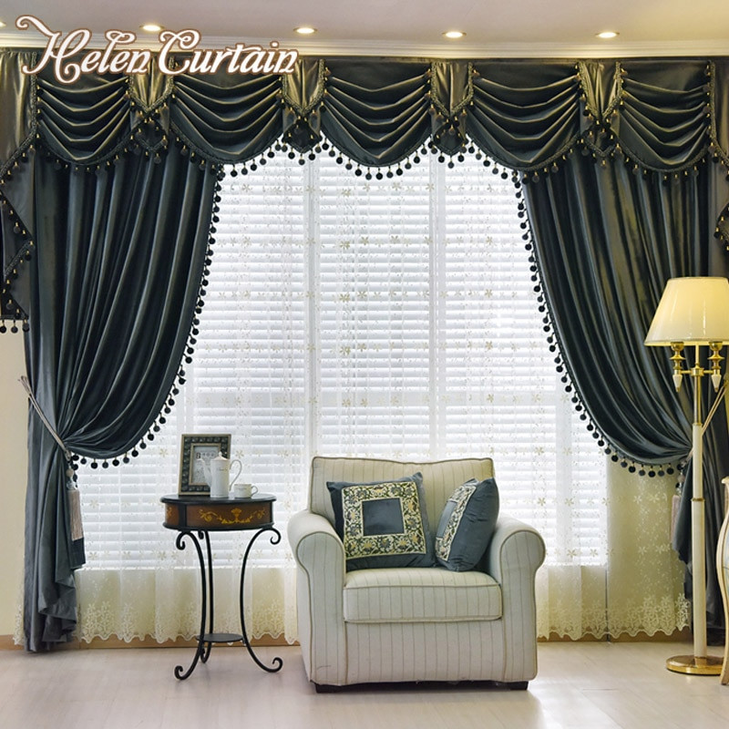 Living Room Curtain Sets
 Helen Curtain Set Thick Velvet Blackout European Style