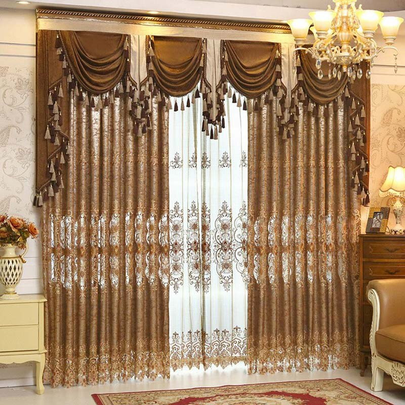 Living Room Curtain Sets
 Luxury Gold Embroidered Curtains For Living Room European