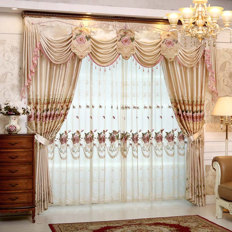 Living Room Curtain Sets
 Set Luxury Curtains For living Room With Valance
