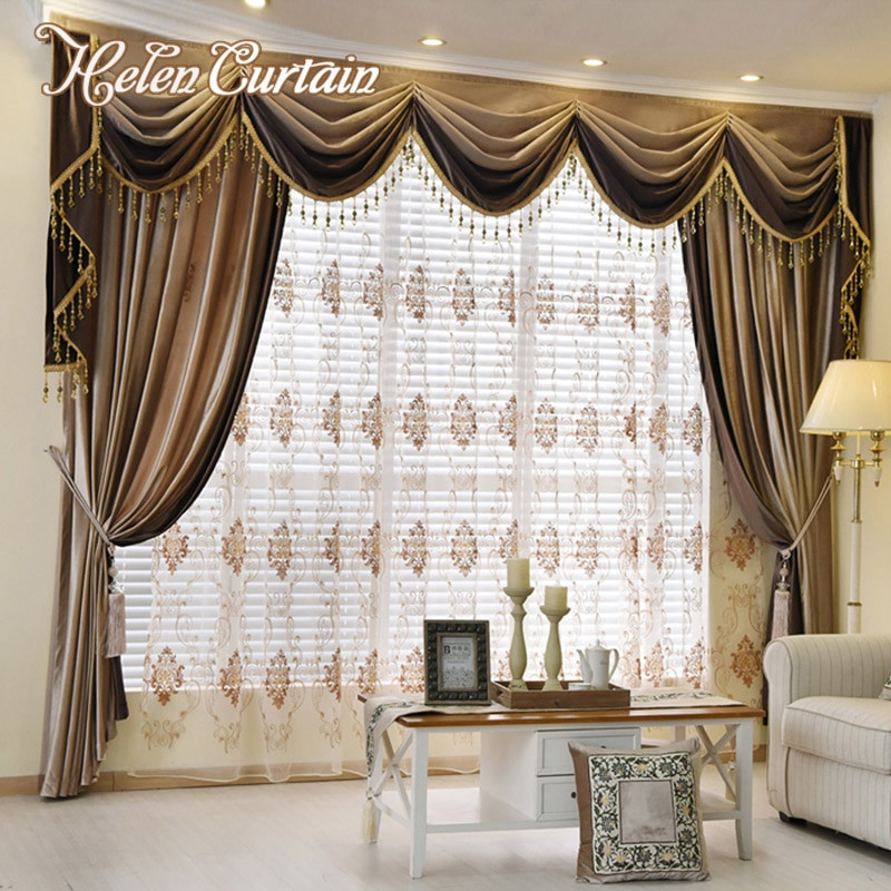 Living Room Curtain Sets
 Helen Curtain Set Luxury European Design Splice Valance